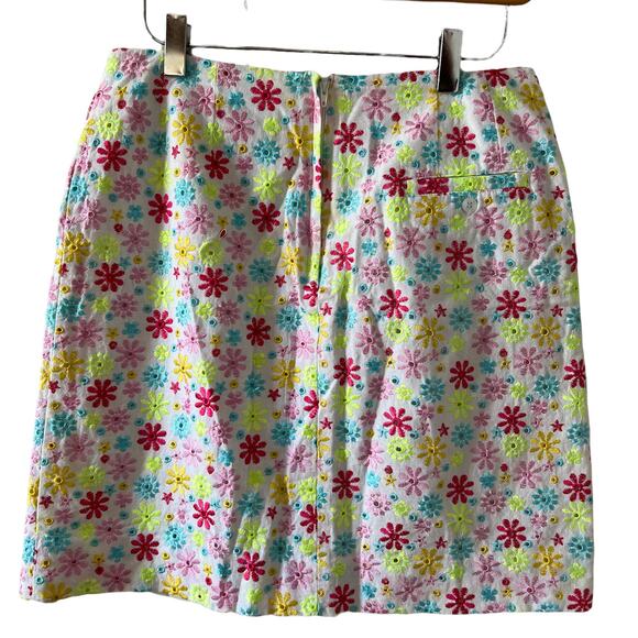 Vintage Lilly Pulitzer Eyelet Embroidered Mini Skirt Floral Print - Picture 3 of 5